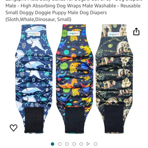 Lang spirit set of three Velcro closure, dog diapers fits small dog - Picture 2 of 6